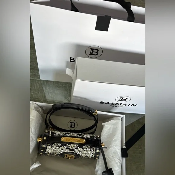 Balmain Black and Gold Mini Bag with Iconic Logo - Picture 2 of 3